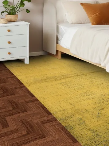 Minimalist Yellow Rug with Unique Soft Texture Design 5x8