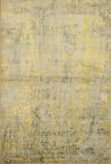 Abstract Modern Rug in Soft Gold and Grey 5x8