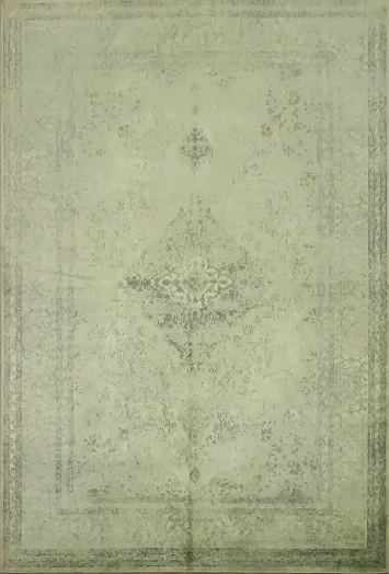 Timeless Green Patterned Rug with Antique Finish 5x8