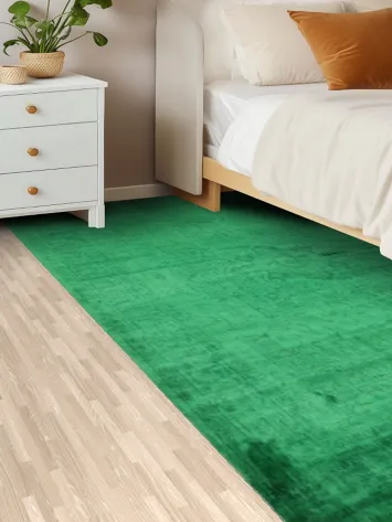 Rich Green Distressed Patterned Decorative Floor Mat 5x8