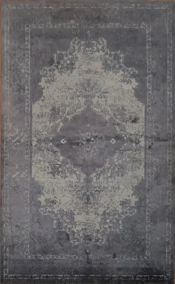 Timeless Antique-Style Gray Rug with Refined Baroque Pattern 5x8
