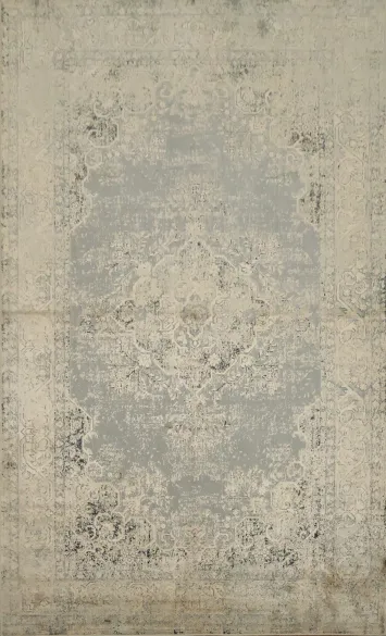 Elegant Vintage Distressed Rug with Ornate Motifs 5x8