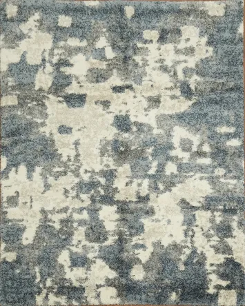 Textured Blue and White Shag Rug Perfect for Stylish Interior Design 8x10