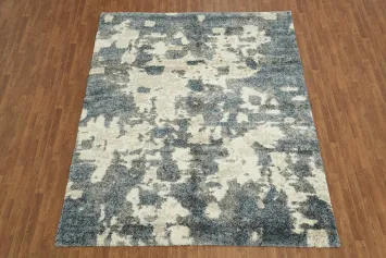 Textured Blue and White Shag Rug Perfect for Stylish Interior Design 8x10