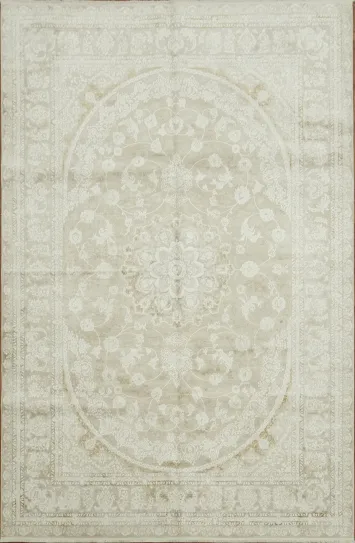 Sophisticated Ivory Rug with Intricate Floral Patterns 6x10