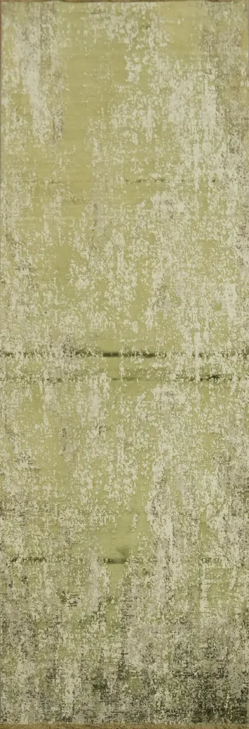 Inviting Comfort: Soft Green Runner Rug with Subtle Distressed Design 3x10