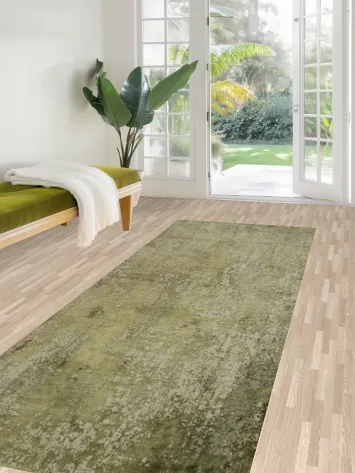 Organic Texture Rug with Soothing Green and Gray Hues