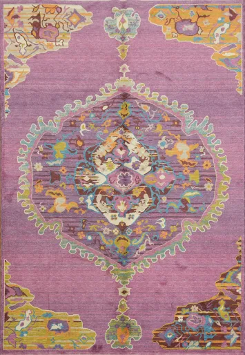 Lavender and Gold Oriental Rug Offering Rich Themes and Motifs 6x9