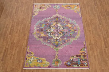 Lavender and Gold Oriental Rug Offering Rich Themes and Motifs 6x9