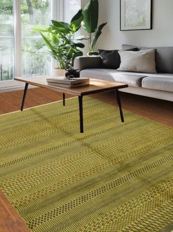 Rustic charm with a green striped jute rug for warm ambiance 6x9