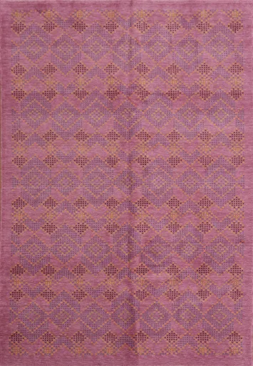 Modern Purple Geometric Patterned Rug with Intricate Details 6x9