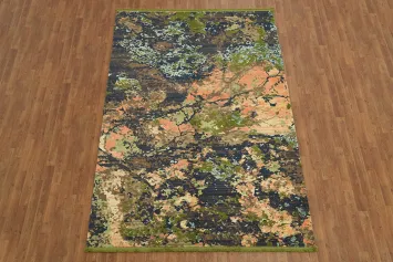 Abstract Nature-Inspired Rug with Earthy and Oceanic Hues 6x9