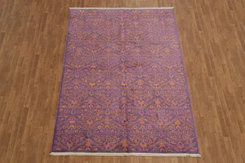 Elegant Lavish Purple Rug with Intricate Floral Patterning 6x9