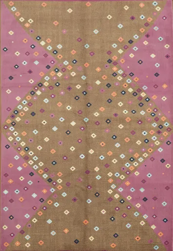 Trendsetting Geometric Floor Rug with Playful Multicolored Dots Gabbeh 6x9