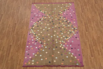 Trendsetting Geometric Floor Rug with Playful Multicolored Dots Gabbeh 6x9