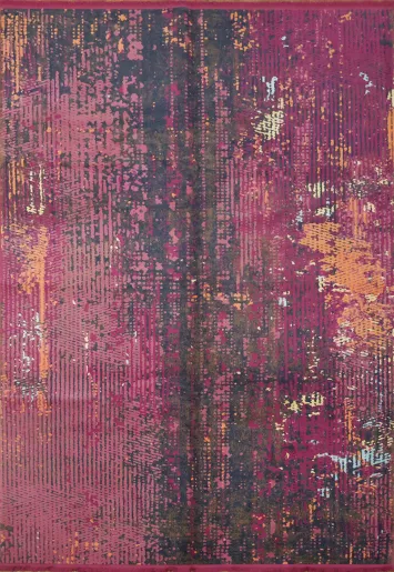 Abstract Vintage Inspired Rug with Rich Pink and Orange Tones 6x9