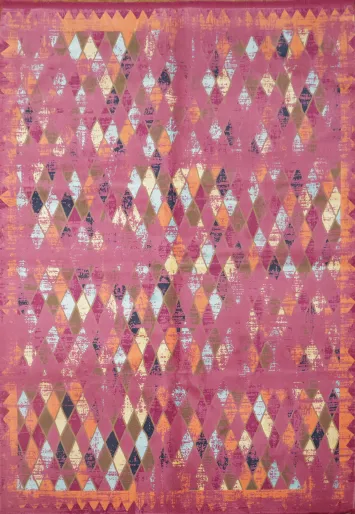 Contemporary Geometric Diamond Rug in Bright Hues 6x9