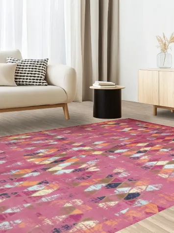 Contemporary Geometric Diamond Rug in Bright Hues 6x9