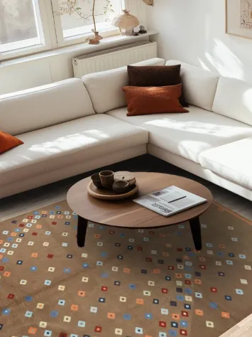 Versatile Earth Tone Rug with Contemporary Geometric Design 6x9