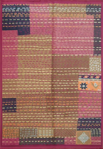 Rustic Elegance: Earthy Toned Patchwork Design Rug  6x9