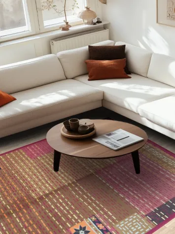 Rustic Elegance: Earthy Toned Patchwork Design Rug  6x9