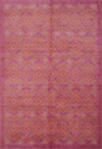 Vibrant Geometric Pink and Red Rug for Modern Living Spaces Damask 6x9