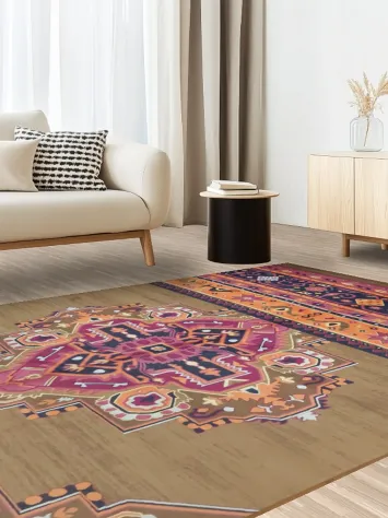 Vibrant Geometric Patterned with Intricate Oriental Designs Gabbeh Area Rug 6x9