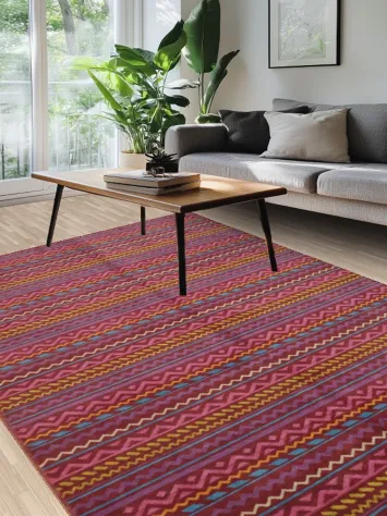 Add Vibrance with This Multicolored Zigzag Pattern Rug 6x9