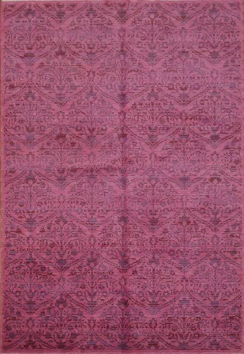 Intricate Burgundy Patterned Damask Rug  6x9