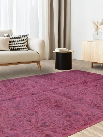 Intricate Burgundy Patterned Damask Rug  6x9