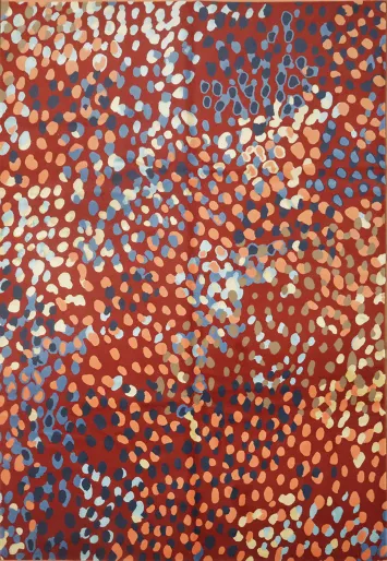Dotted Red and Blue Modern Art-Inspired Floor Rug for Living Rooms 6x9