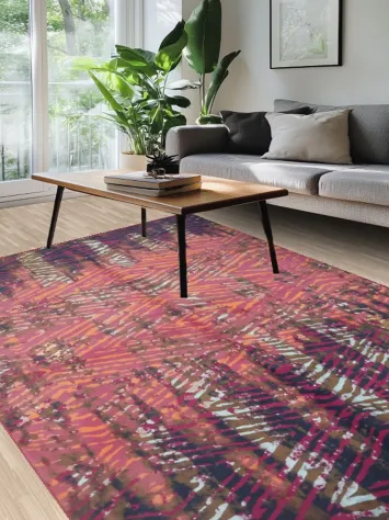 Modern Geometric Design Rug in Rich, Earthy and Orange Tones 6x9