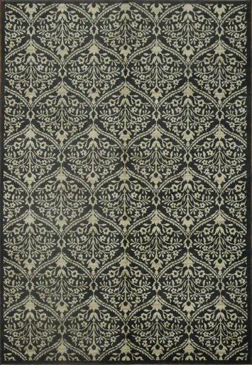 Luxury Area Rug with Elaborate Black and White Motifs 6x9