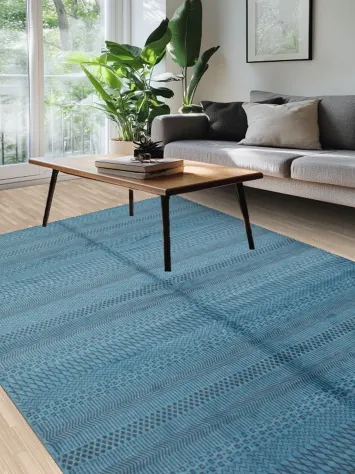 Elegant Blue Patterned Rug for a Contemporary Living Space 6x9