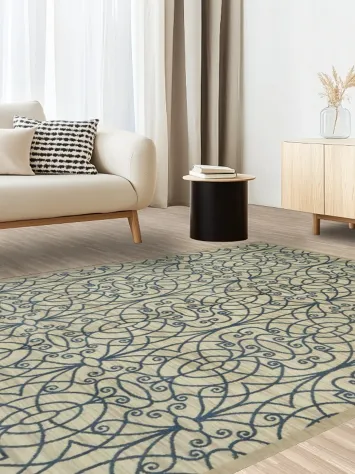 Chic Sophisticated Blue on Beige Design for Elegant Interiors 6x9