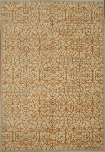 Vintage-inspired orange and beige patterned rug for elegant interiors 6x9