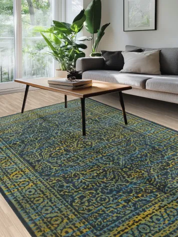 Art Deco Turkish Area Rug 6x9