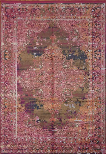 Pink Medallion Design: Distressed Vintage Persian Elegance 6x9