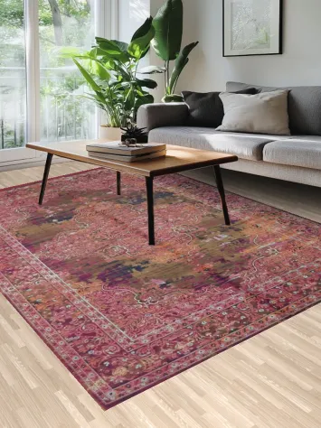 Pink Medallion Design: Distressed Vintage Persian Elegance 6x9