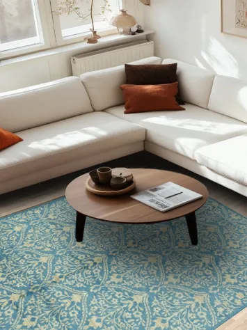 Elegant Blue Patterned Rug for Living Room and Bedroom Décor 6x9