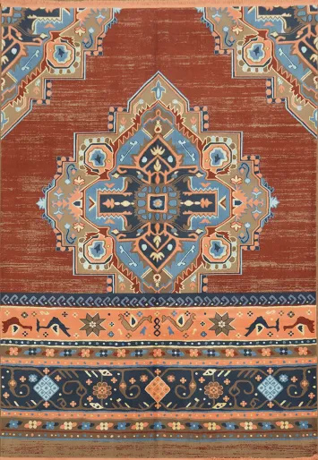 Exquisite Geometric Rug with Intricate Pattern and Rich Earth Tones 6x9
