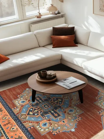 Exquisite Geometric Rug with Intricate Pattern and Rich Earth Tones 6x9