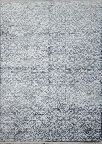 Sophisticated Blue Geometric Rug for Living Room Decor 5x8