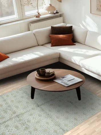 Elegant Geometric Patterned Area Rug in Soft Neutral Tones 5x8