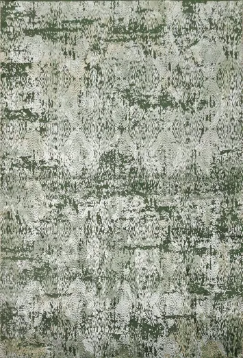 Modern Green Accent Rug with Distressed Patterning 5x8