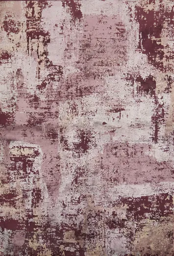 Elegant Distressed Look Rug in Warm Pink and Rich Burgundy 5x8