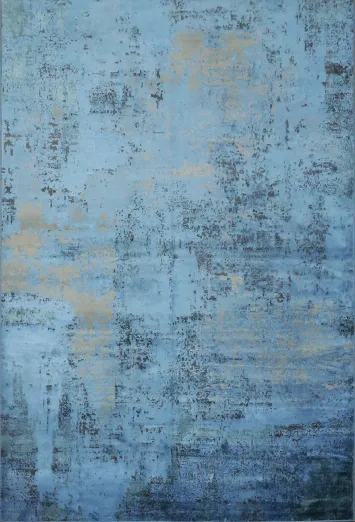 Sophisticated Abstract Rug in Blue with Soft Tones 5x8