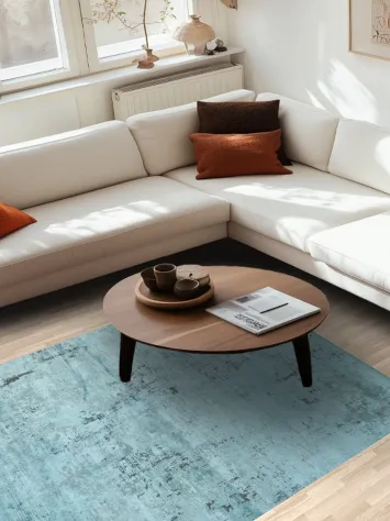 Distinct Abstract Blue Rug for Modern Home Interiors 5x8