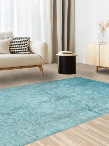 Serene Seas: Classic Distressed Blue Area Rug Style 5x8