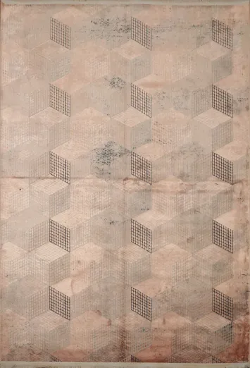 Modern Geometric Patterned Rug with Soft Earthy Hues for Chic Interiors 5x8